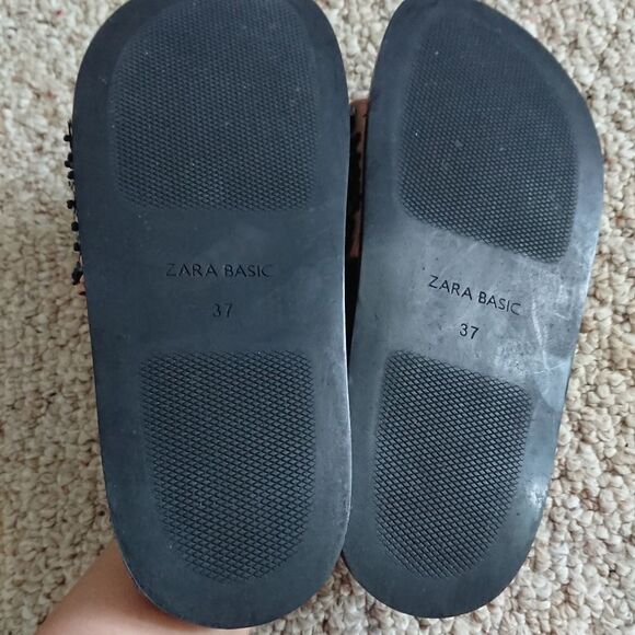 Zara Black Beaded Platform slide Sandals size 37 - Picture 8 of 9